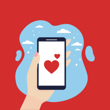 Telefon komórkowy trzymany w ręce, który umożliwia rejestrację internetową.